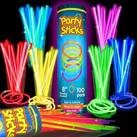 100-Pack PartySticks 8" Neon Glow Sticks