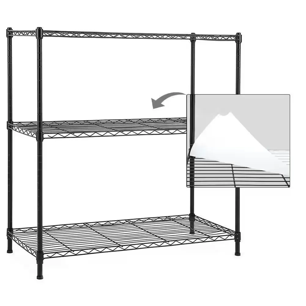 EFINE Black 3-Tier Carbon Steel Wire Garage Storage Shelving Unit