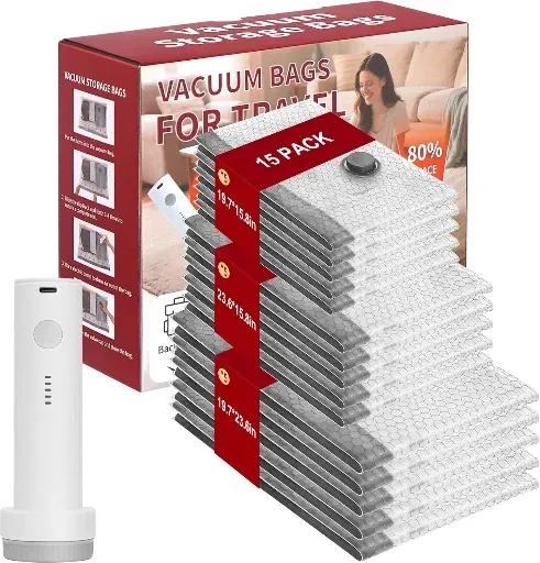 Vacuum Storage Bags 12-15 Pack with Electric Air Pump