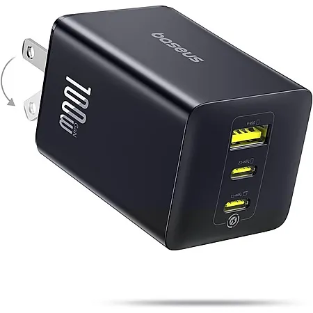 100W Baseus 3-Port USB-C GaN Wall Charger (2x USB-C & USB-A)