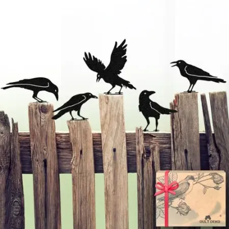 5-Count OULYDEKO Metal Raven Crow Fence Topper