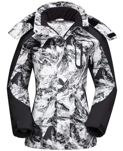 CAMEL CROWN Women's Ski Jacket Winter Snow Coat Warm Fleece Mountain Waterproof