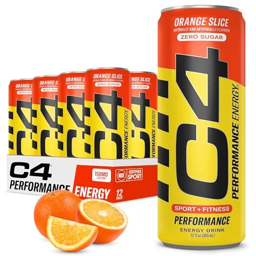 C4 Zero Sugar Performance Energy Drinks 12-Pack 12-Oz (Orange Slice)
