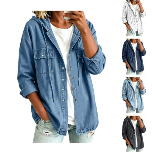 Women Casual Snap Button Denim Jacket