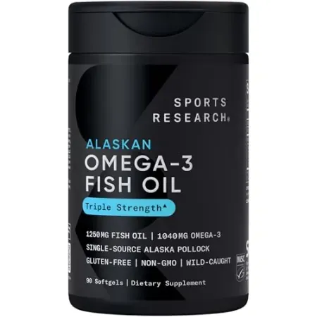 90-Count Sports Research Burpless Triple Strength Omega-3 Alaskan Fish Oil Softgels