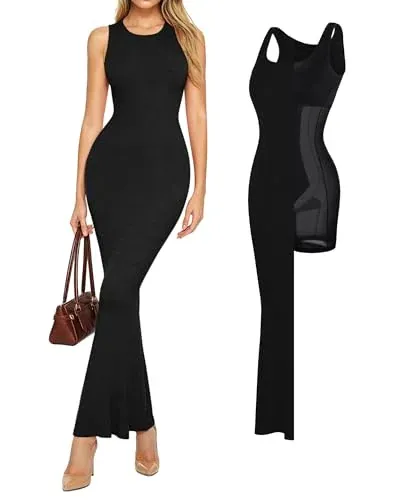 Popilush Built-in Bra Shapewear Maxi Dresses for Women