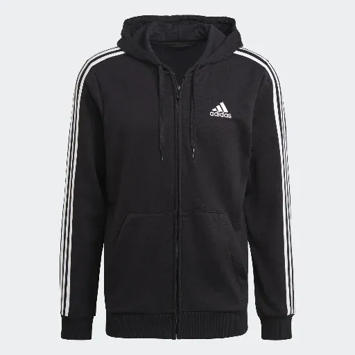 Adidas Men Essentials French Terry 3-Stripes Full-Zip Hoodie