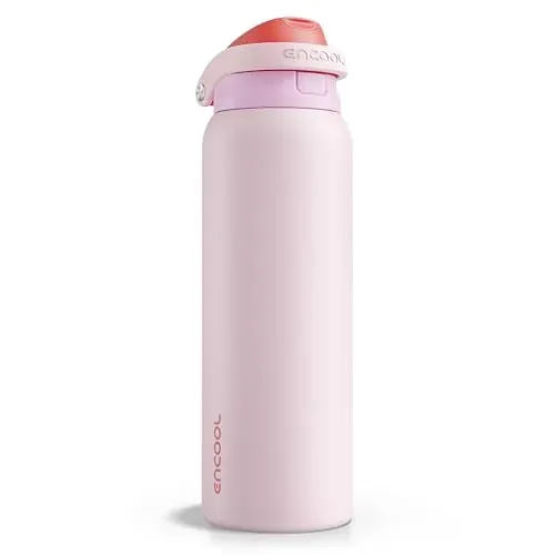 ENCOOL 40-Oz Insulated Stainless Steel Water Bottle w/ Dual-Sip Straw Lid
