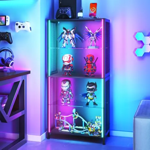 4-Tier Display Cabinet with RGB Lights