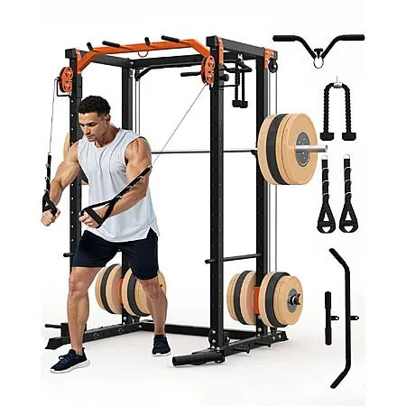 Prime Members: Garvee Power Cage Rack w/ Pulley System (2000-lbs Capacity)