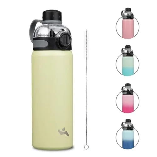 Konokyo 24 oz Insulated Stainless Steel Water Bottle with Straw Lid