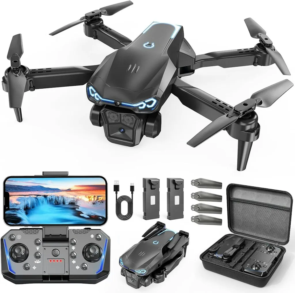 1080P Foldable Drone for Beginners w/ One-Key Takeoff, 360° Flip, and Gesture Selfie