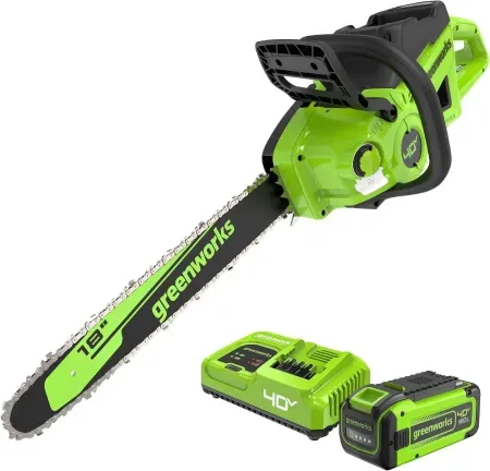 Greenworks 40V 18" Cordless Electric Chainsaw w/ 8 Ah Battery and Charger