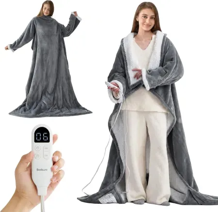 Bedsure Wearable Heated Electric Blanket w/ Foot Pocket & Sleeves