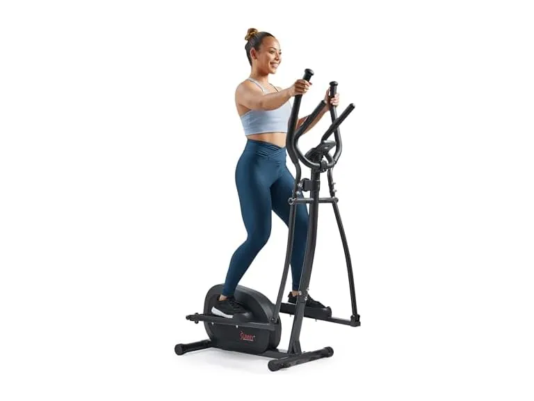 Sunny Health & Fitness Smart Compact Elliptical Machine w/ 8-Level Adjustable Magnetic Resistance