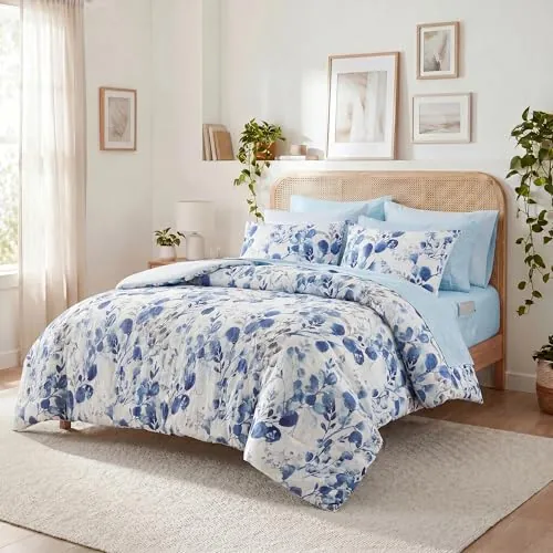 Seersucker Botanical Comforter Set-Bed in A Bag