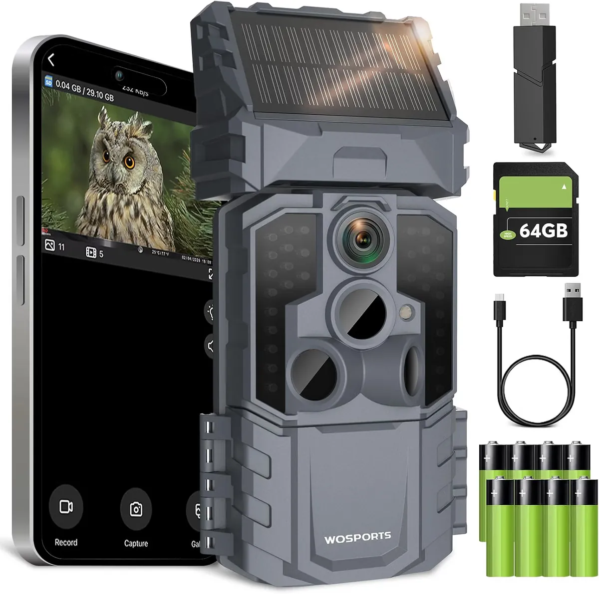 WOSPORTS WiFi Trail Camera 48MP with 7800mAh Built-in Battery