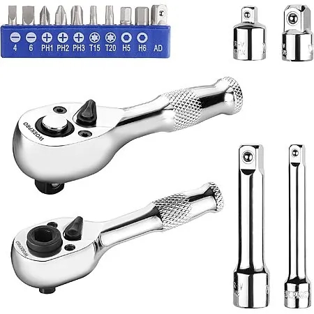 16-Pc WORKPRO Stubby Ratchet & Bit Driver Set (1/4", 3/8" Drive)