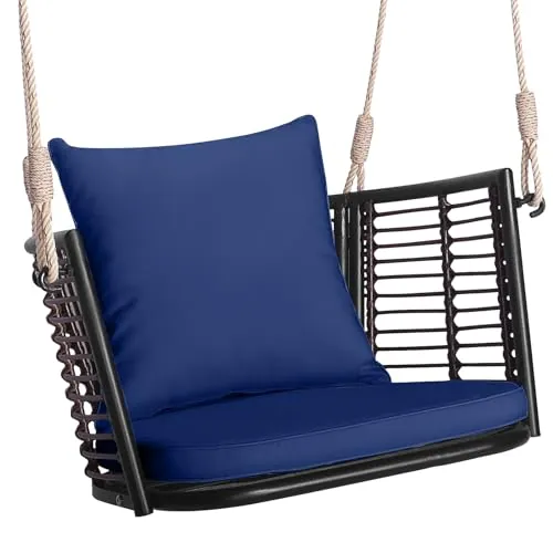 HAPPYGRILL Porch Swing Patio Hanging Chair with Cushion & Back Cushion