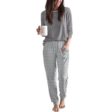 2-Pc Ekouaer Women's Pajama Set w/ Jogger Pants (Various Colors)