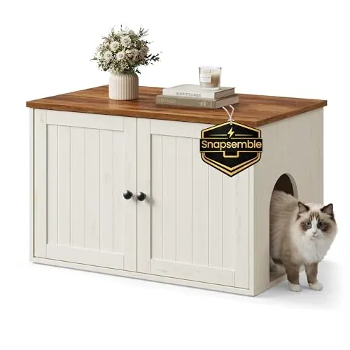 Songmics Home Toolless Assembly Litter Box Enclosure w/Double Doors