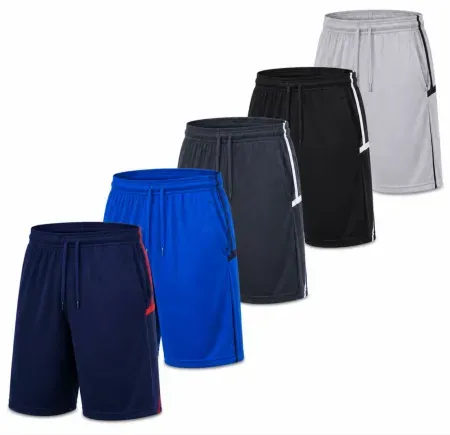 5-Pack DARESAY Men's Moisture Wicking Athletic Basketball Shorts w/ Pockets