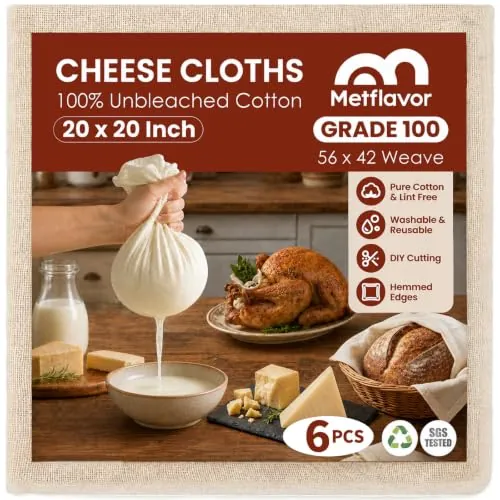 6-Pack 20"x20" Reusable Cheesecloths