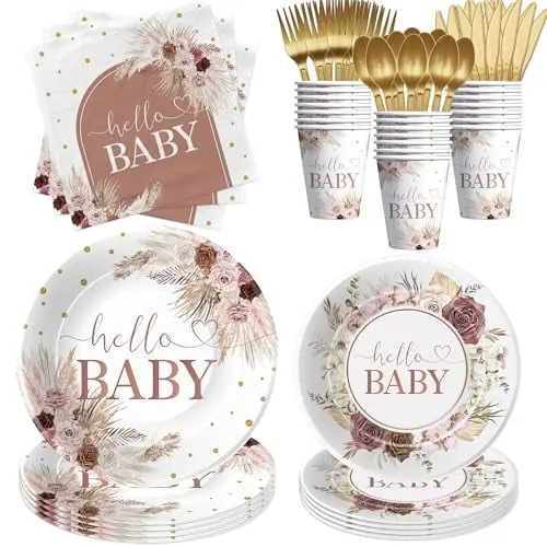 Boho Baby Shower Decorations Party Tableware Serves 24