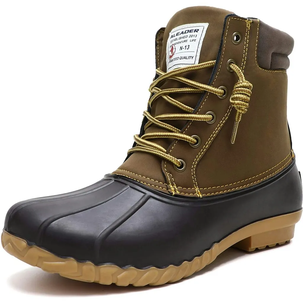 Men's Fur Lined Insulated Waterproof Winter Duck Boots