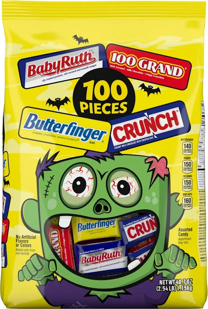 Butterfinger, Crunch, Baby Ruth & 100 Grand 100-Count Halloween Candy