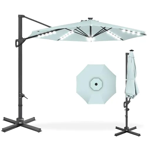 Best Choice Products 10ft Solar LED Cantilever Patio Umbrella
