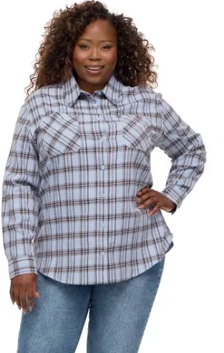 Forever 21 Women's 100% Cotton Oversized Plaid Brushed Flannel Shirt with Patch Pockets (XXS-4X)