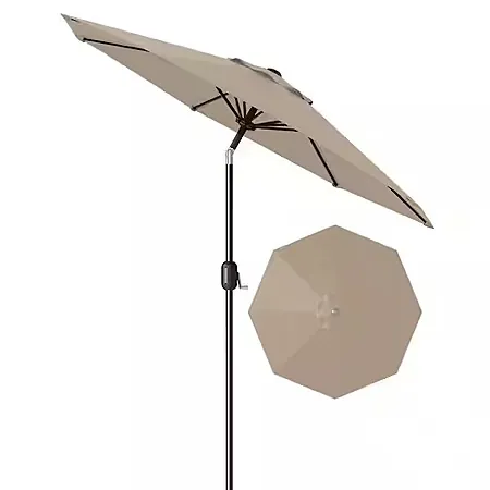 9' Garvee Metal Pole Round Market Tilt Patio Umbrella (Tan)