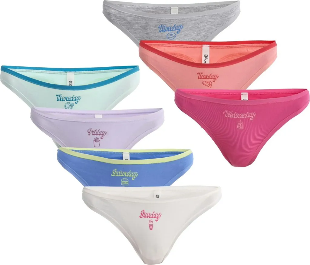 No Boundaries Women's Cotton Thong Panties 7-Pack