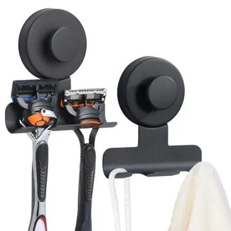 2-Pack warlve No-Drill Suction Cup Razor and Shaver Holder