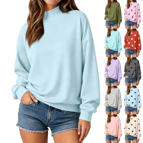 Oversized Mock Neck Sweatshirt Women