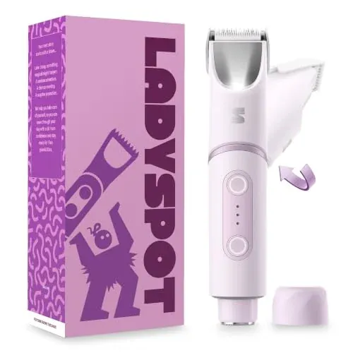 LADYSPOT Women's SpinDuo 2-in-1 Electric Bikini Trimmer & Shaver w/ 180° Rotating Head (Purple)