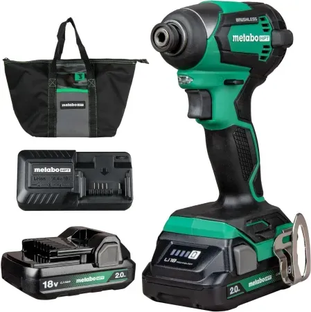 Metabo HPT 18V Cordless Brushless Impact Driver w/ 2x 2.0Ah Batteries & Charger