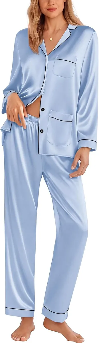 Women’s Satin Button Down Pajama Set