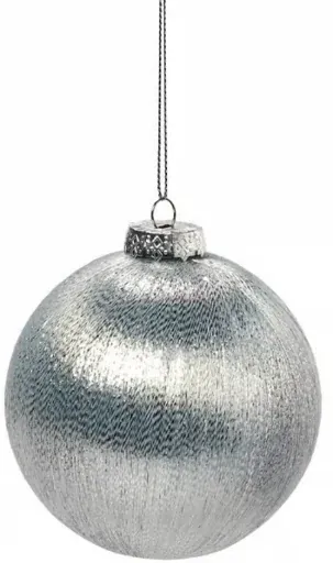 Silver Silk Look Shatterproof Ball Ornament
