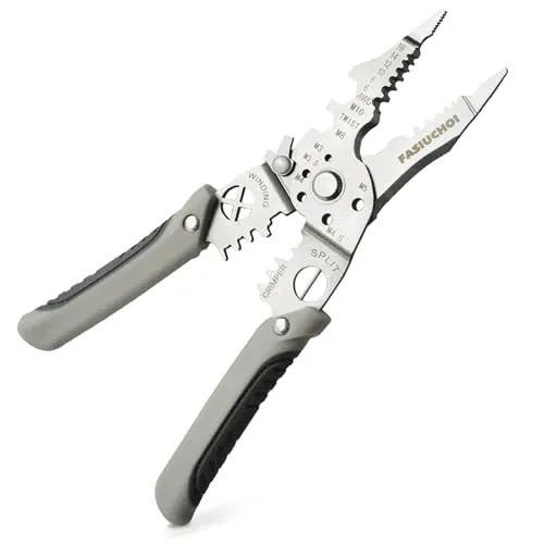 FASIUCHOI 9-in-1 Multi-Function Adjustable Wire Stripper, Cutter & Crimping Tool