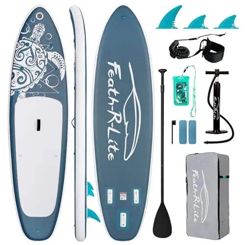 10'6" Feath-R-Lite Inflatable Stand Up Paddle Board w/ Accessories (Grey Turtle)