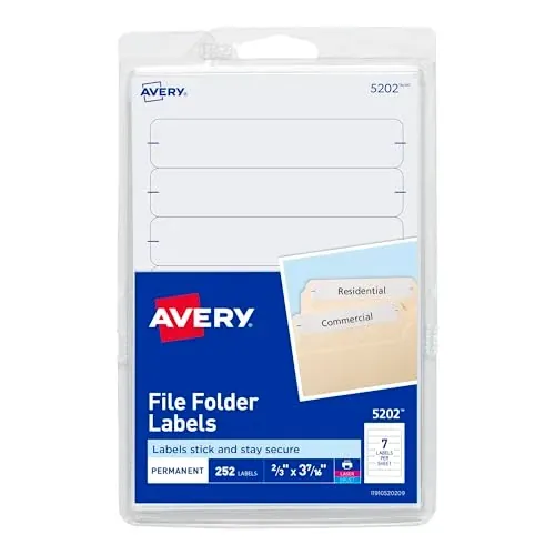 Avery File Folder Labels 2/3" x 3-7/16", 252 Labels