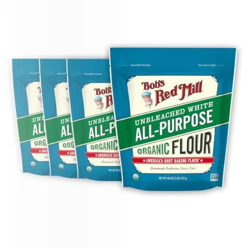 Bob's Red Mill Organic All Purpose Unbleached Flour 4-Pack 48-Oz