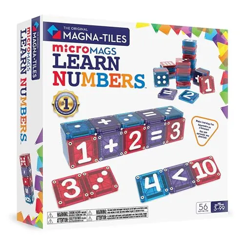 MAGNA-TILES microMAGS Learn Numbers 56-Piece Magnetic Construction Set