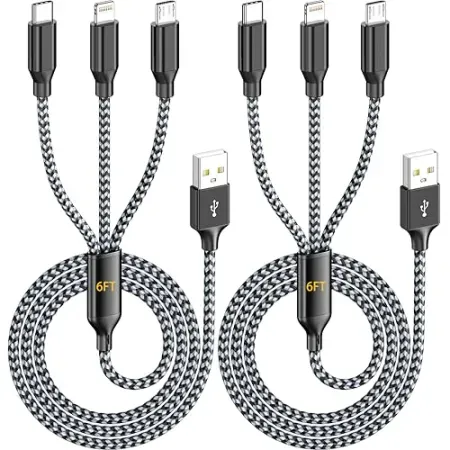 2-Pack 6' IDISON 3-in-1 Multi Charging Cable
