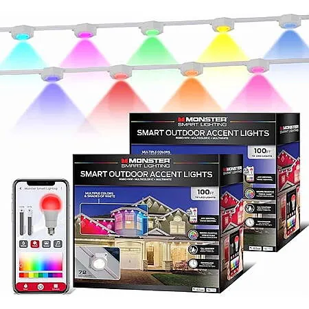 2-Pk 100' Monster RGBIC & Multiwhite Smart Outdoor LED Accent Lights