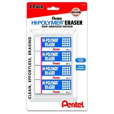 Pentel Hi-Polymer Erasers 4-Count