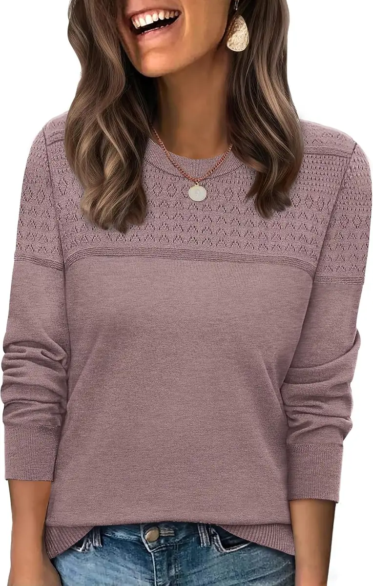 WIHOLL Crewneck Crochet Sweater