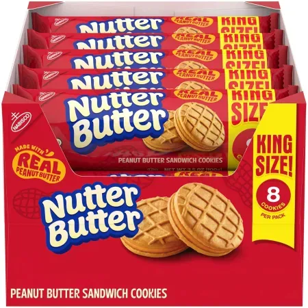 10-Pack 3.5oz Nutter Butter King Size Peanut Butter Sandwich Cookies